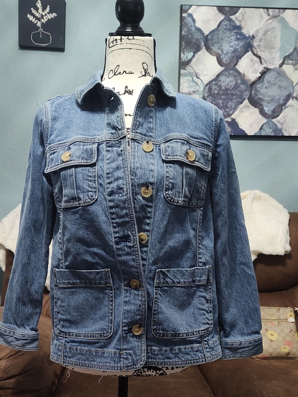 Talbots Women’s Blue Denim Button-Front Jacket